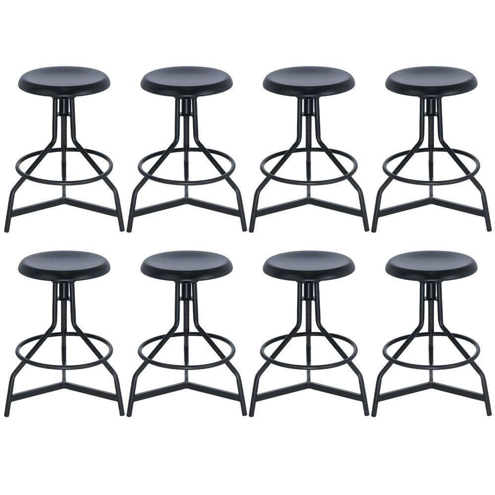 Kit 8 Banquetas Altas Cozinha Industrial Loft Aço Giratória York Preto