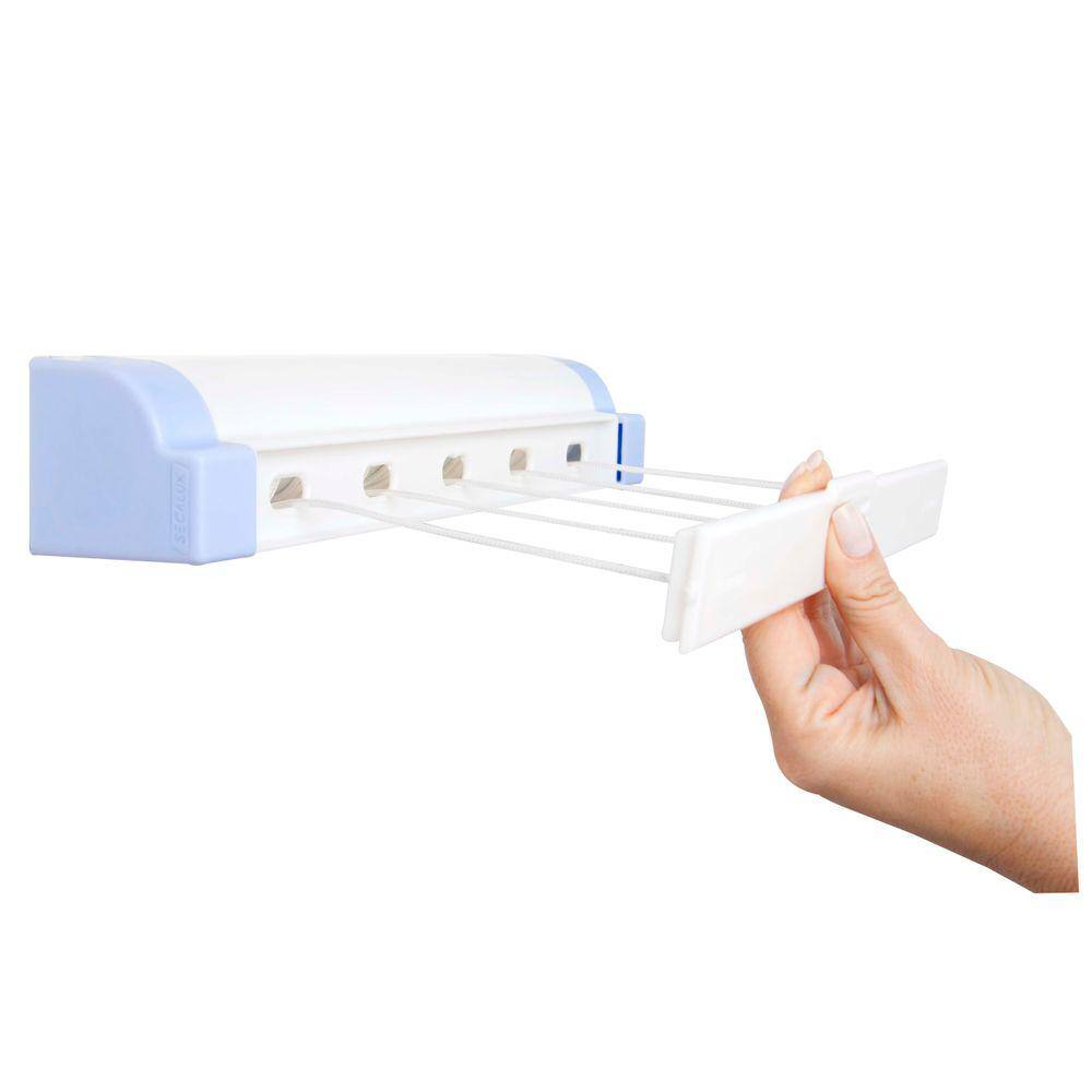 Varal de Parede Retrátil Secalux Rotoflex 81020 com 5 Cordas - Branco/Azul