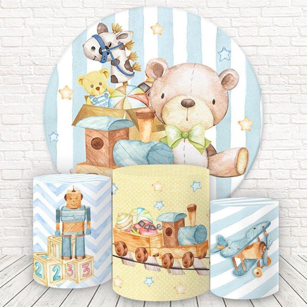 Painel Redondo E Capas 3D Sublimado Brinquedos Fkpc-703