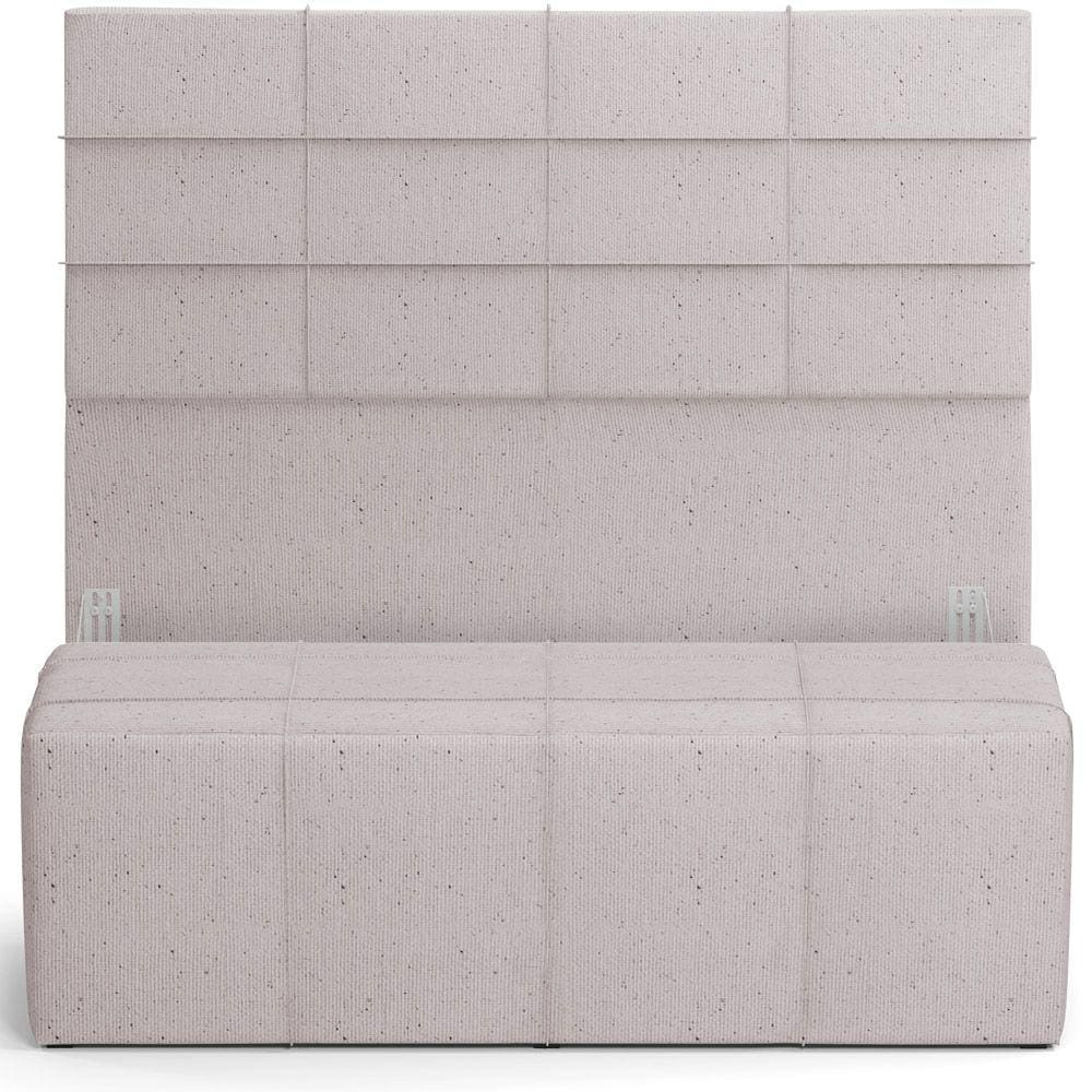 Kit Cabeceira Cama Box Queen 160cm com Calçadeira Roma W01 Linho Bege- Lyam