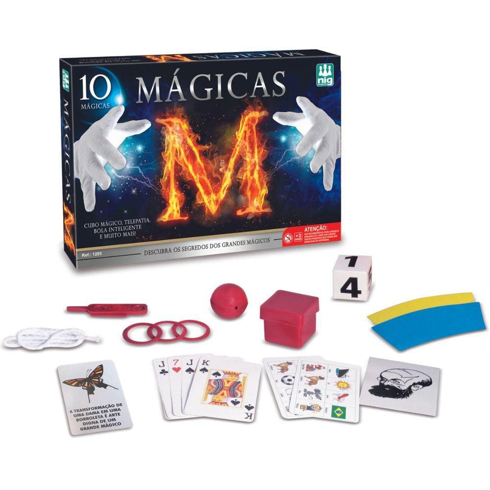 Kit Mágicas M Com 10 Truques Faça Um Show De Mágica Brinquedo Jogo Infantil Para Crianças