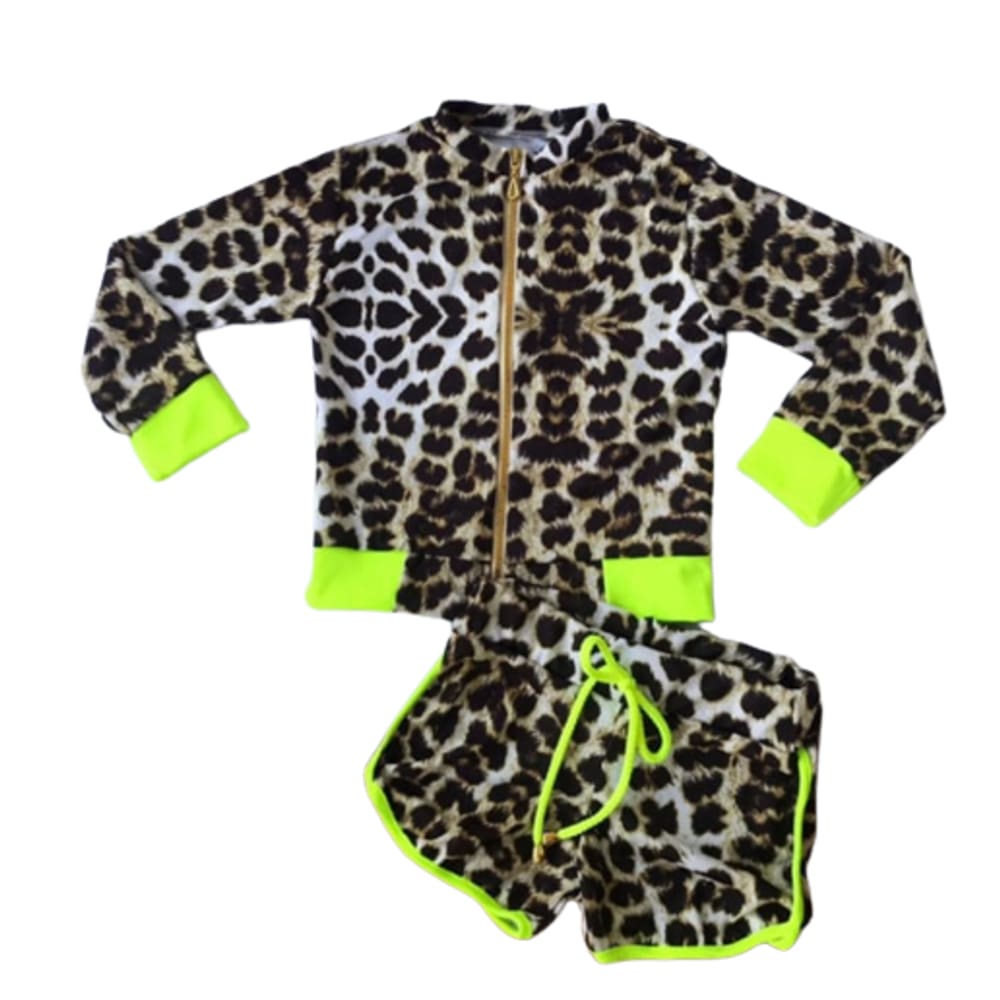 Conjunto Animal Print Neon com shorts
