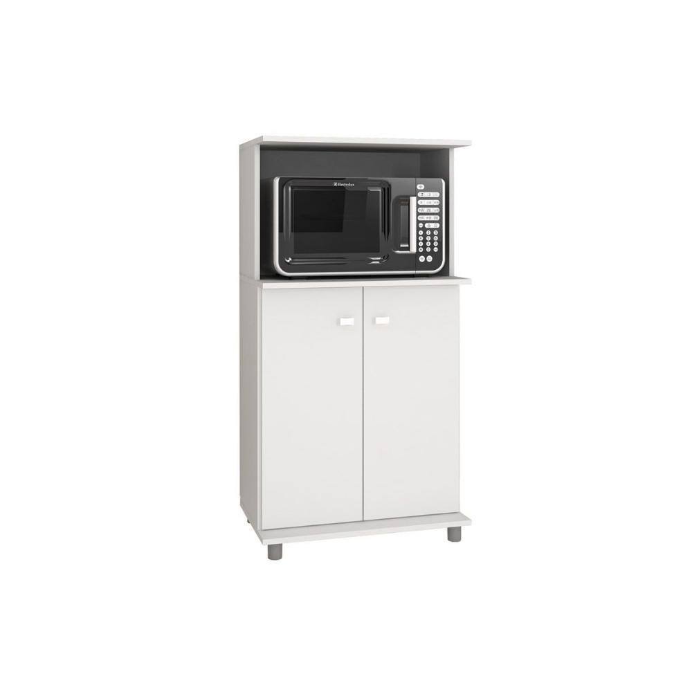 Balcão de Escritório Multiuso BL-3307 c/ 2 Portas e Nicho p/ Microondas 60cm Branco - Tecno Mobili