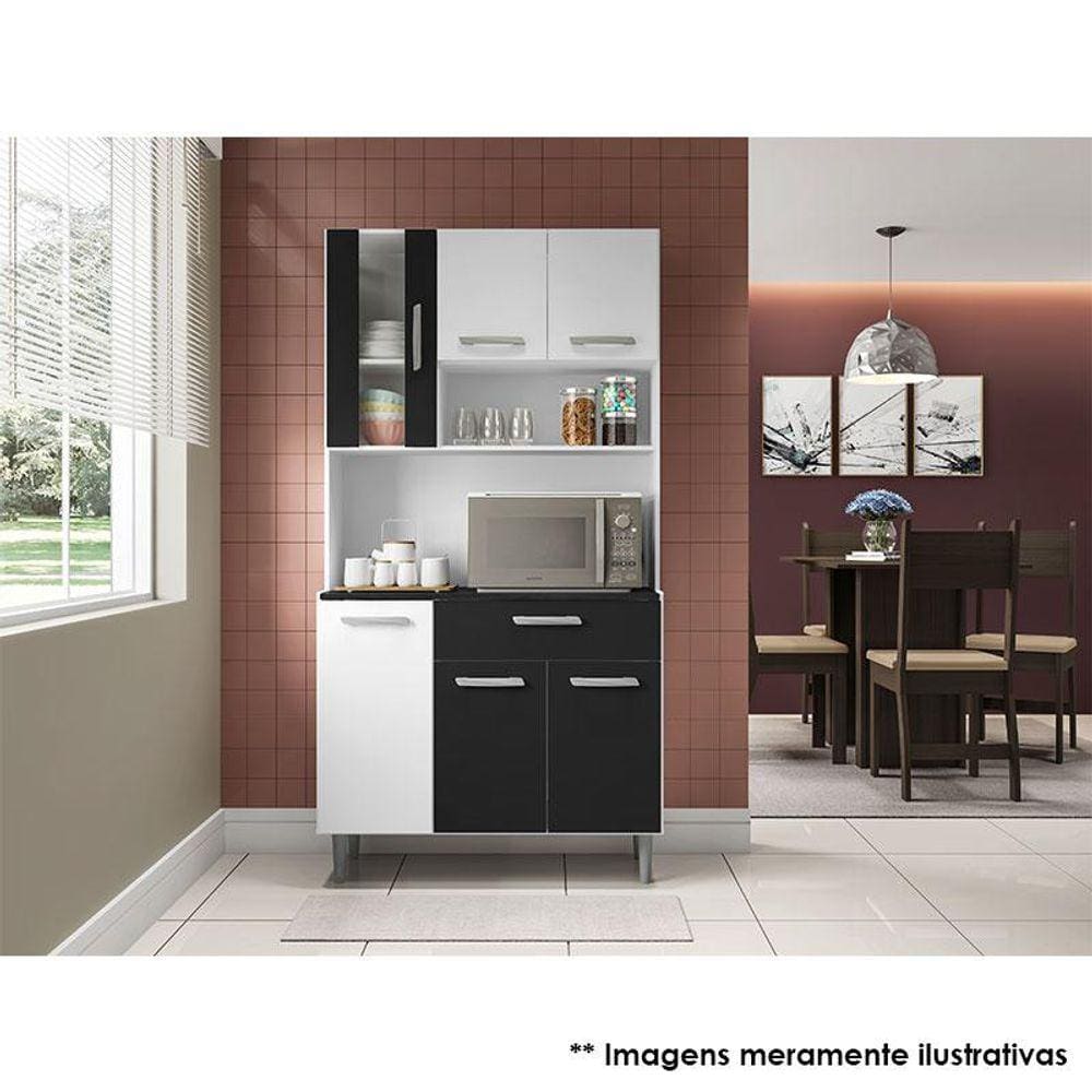 Kit para Cozinha Ambiente Carol Branco Preto - Poliman