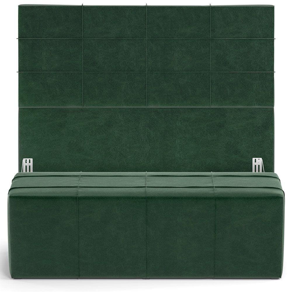 Kit Cabeceira Cama Box Queen 160cm com Calçadeira Roma W01 Couríssimo Verde - Lyam