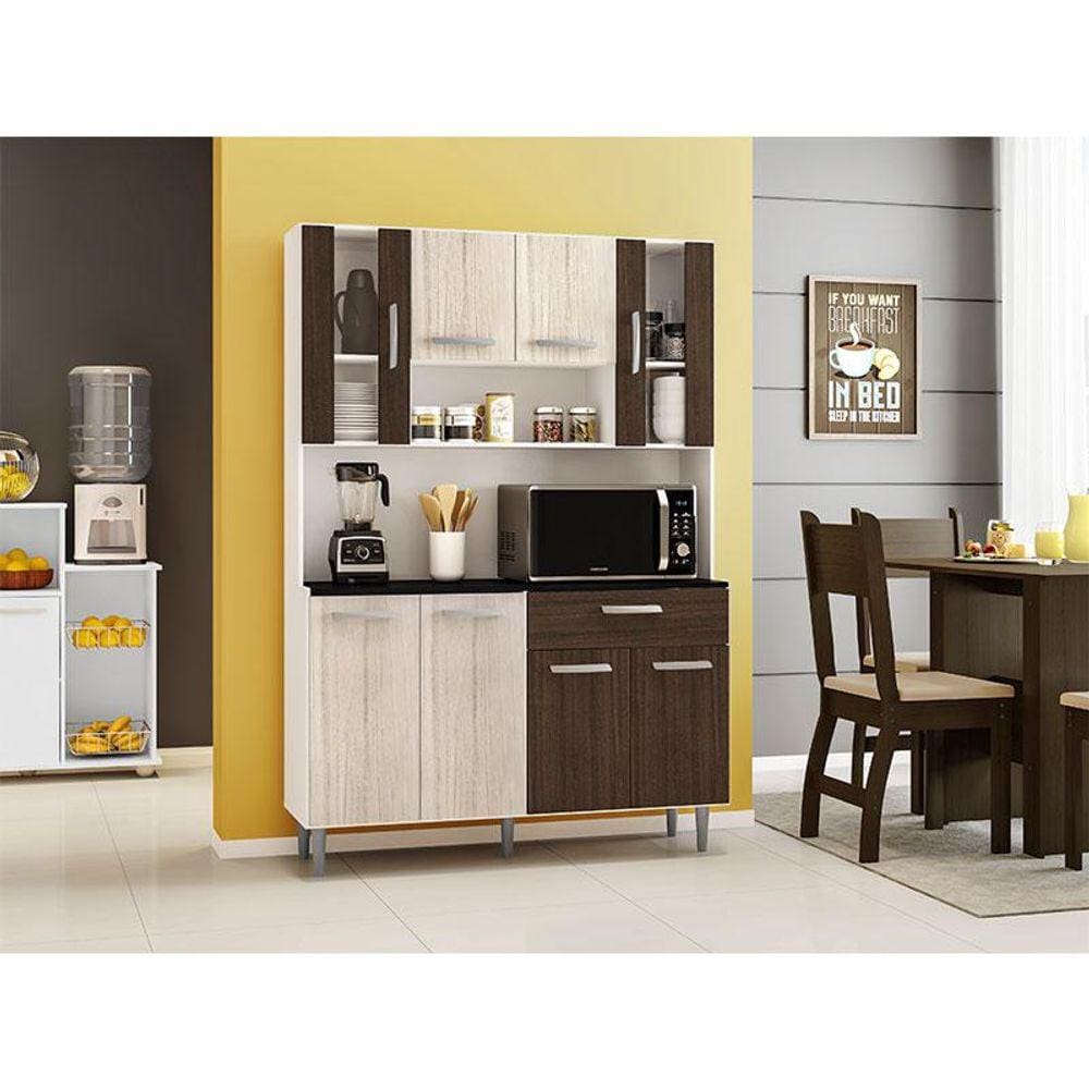 Kit de Cozinha Ambiente Gabi Branco Rovere Amêndoa - Poliman