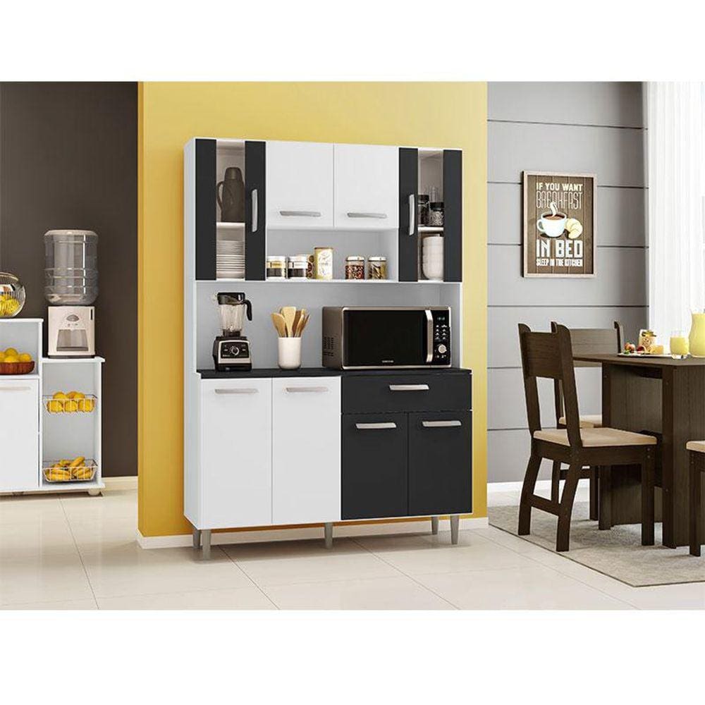 Kit de Cozinha Ambiente Gabi Branco Preto - Poliman