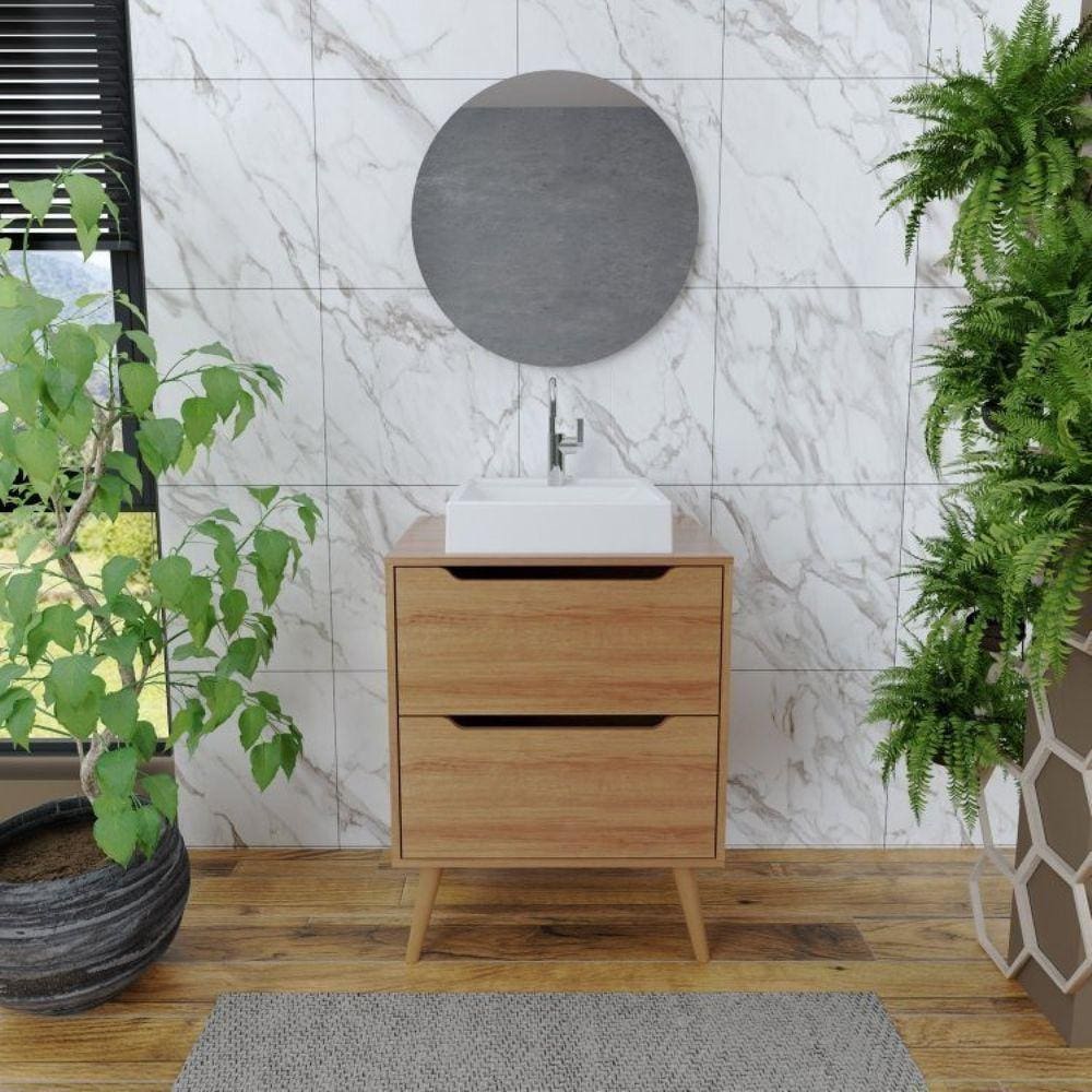 Gabinete para Banheiro com Espelheira 60cm Marrom