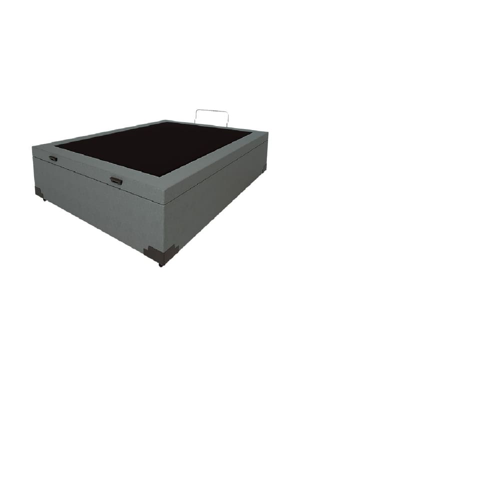 Cama Box Baú Viúvão Blindado Sintético Cinza Com 128Cm de Largura