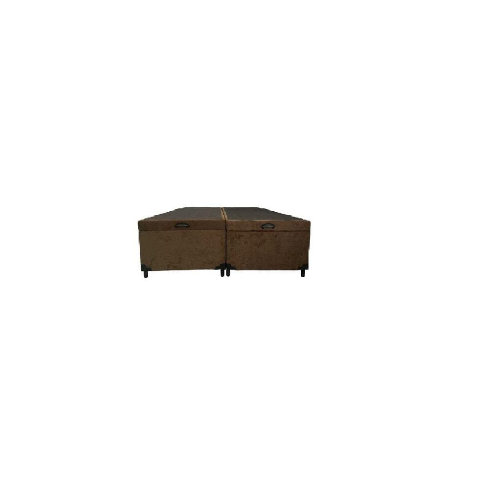Cama Box Baú Casal Bipartido Blindado Suede Marrom