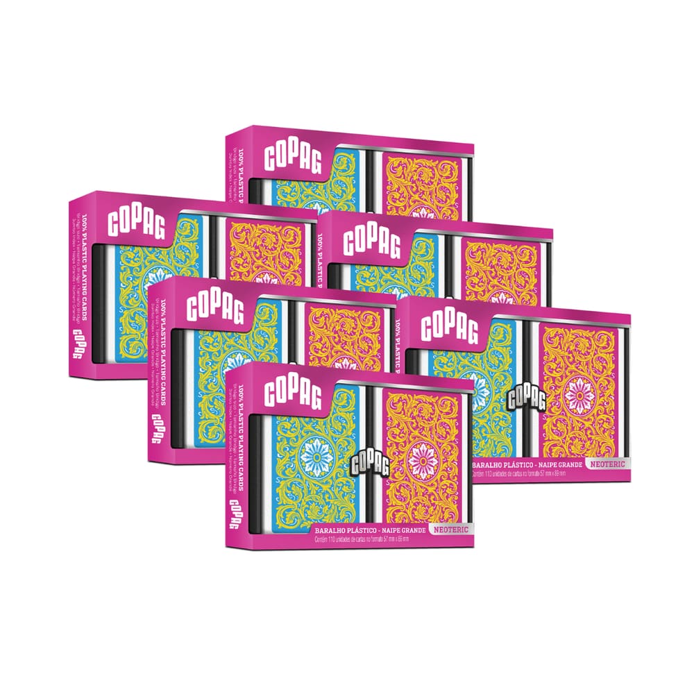 Kit 6 Unidades Baralho 1546 Neoteric Rosa Estojo Duplo