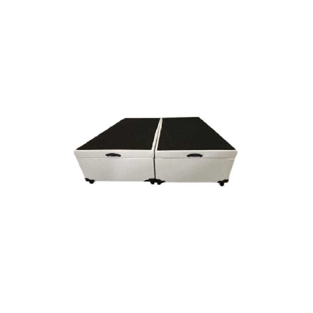 Cama Box Baú Casal Bipartido Blindado Sintético Branco
