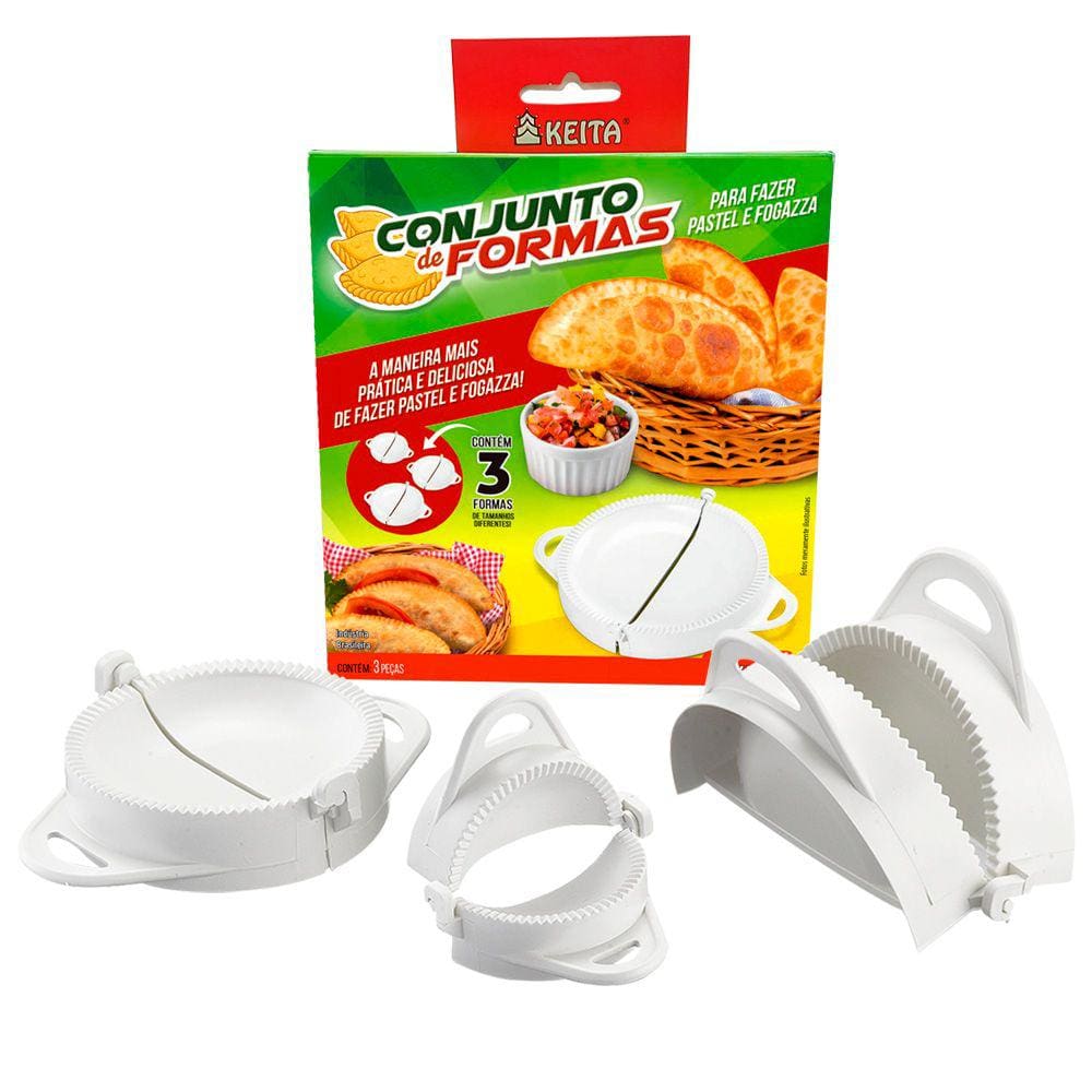 Conjunto com 3 Formas para Pastéis, Rissoles e Fogazzas