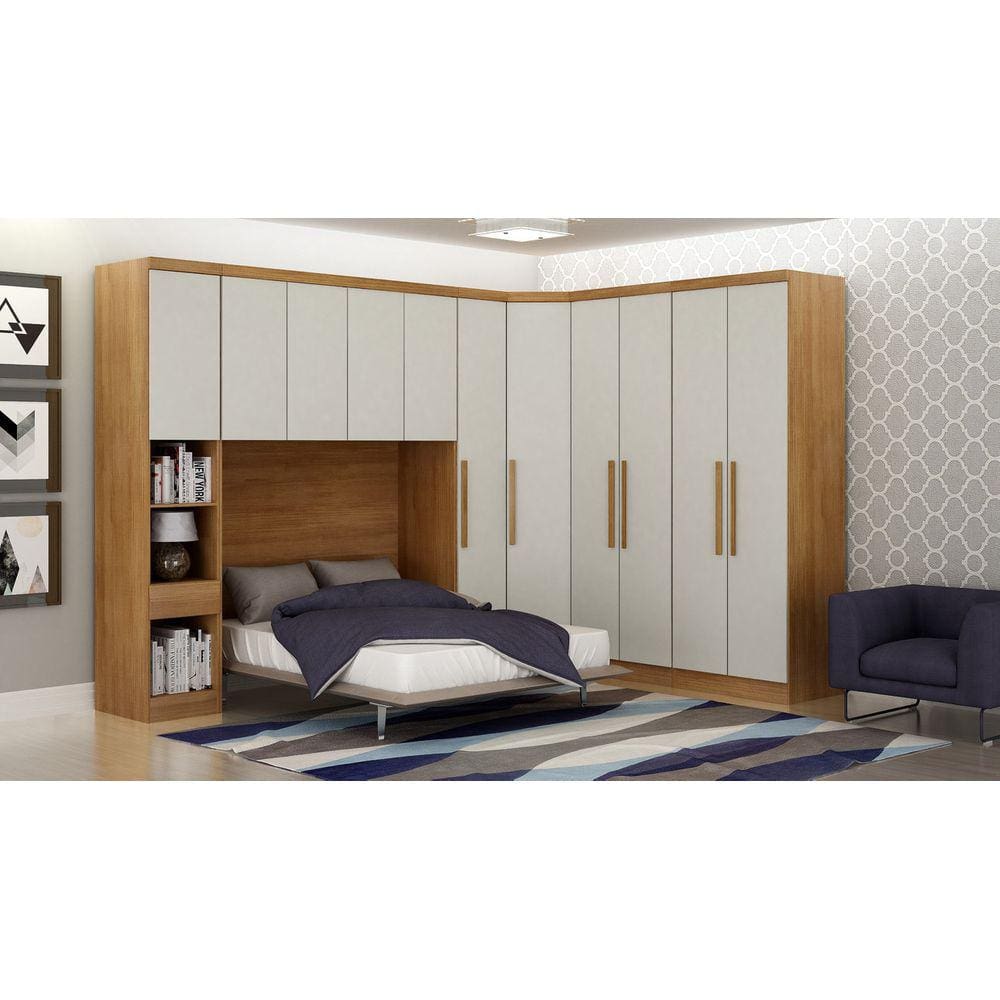 Modulado Completo Casal 6 Portas 6 Gavetas - Rizon-Cumaru/Fendi - Móveis Novo Horizonte