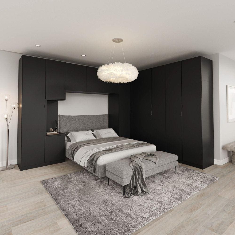 Guarda Roupa Modulado de Canto 6 Peças 12 Portas Hera CabeCasa MadeiraMadeira Preto