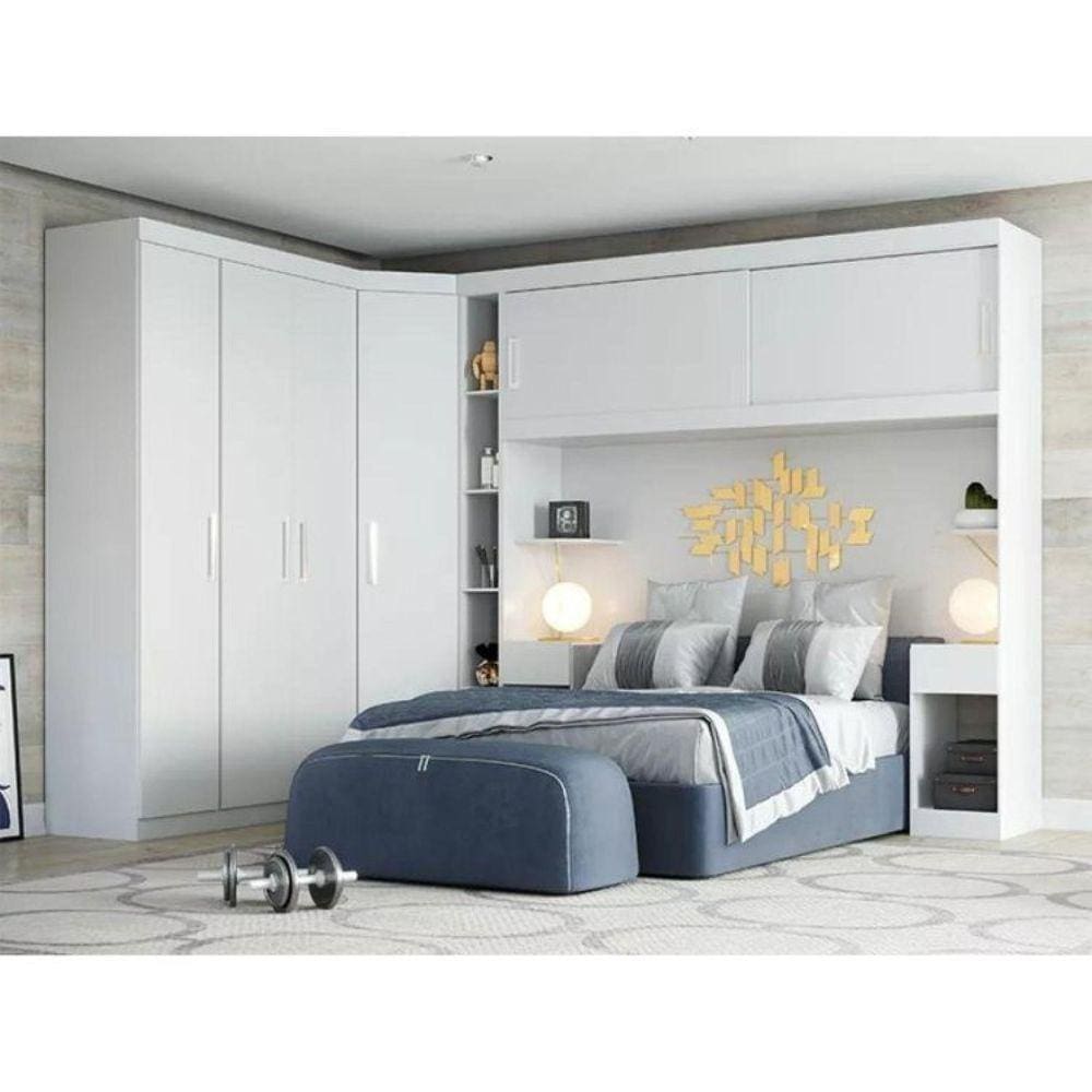 Conjunto para Quarto com Guarda Roupa Modular Gênova Plus Branco