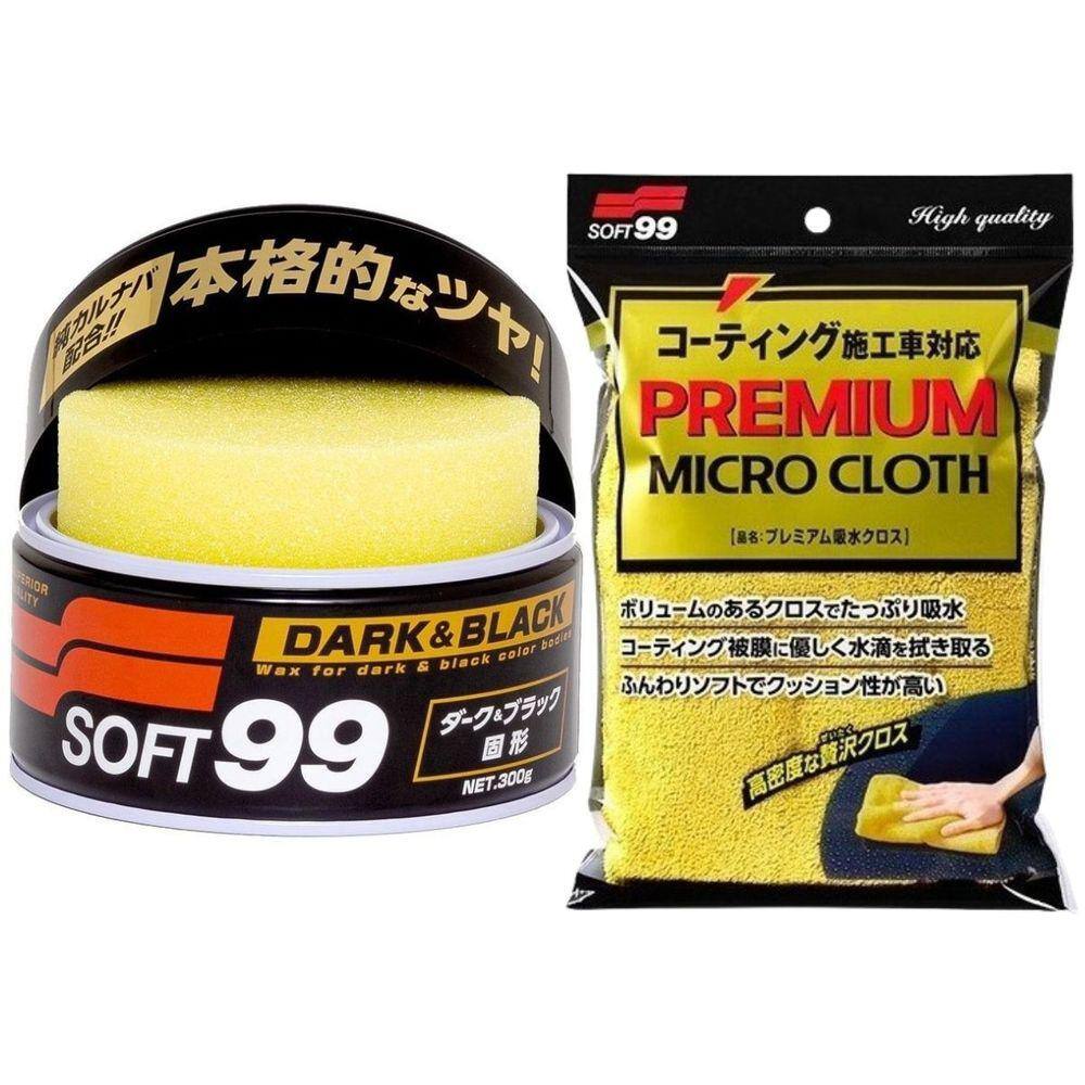 Cera de Carnaúba Soft 99 Dark Black 300g + Toalha de Microfibra Premium