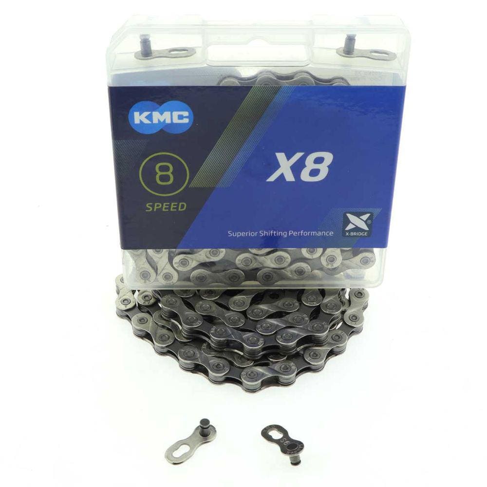 Corrente Bike Kmc X8 8 Velocidades 116 Elos Prata