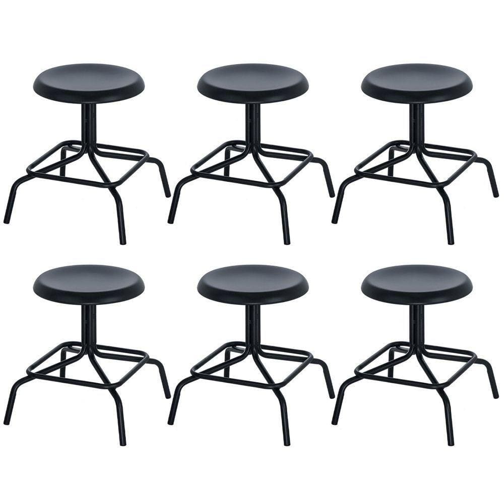 Kit 6 Bancos Baixos Cozinha Industrial Loft Aço 45 Cm Bolt Preto