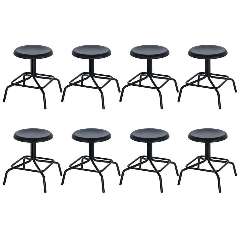 Kit 8 Bancos Baixos Cozinha Industrial Loft Aço 45 Cm Bolt Preto