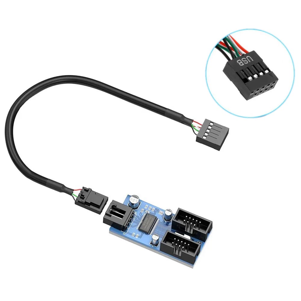 Adaptador Usb 9 Pinos Hub Splitter Usb Divisor 1-2 Saídas
