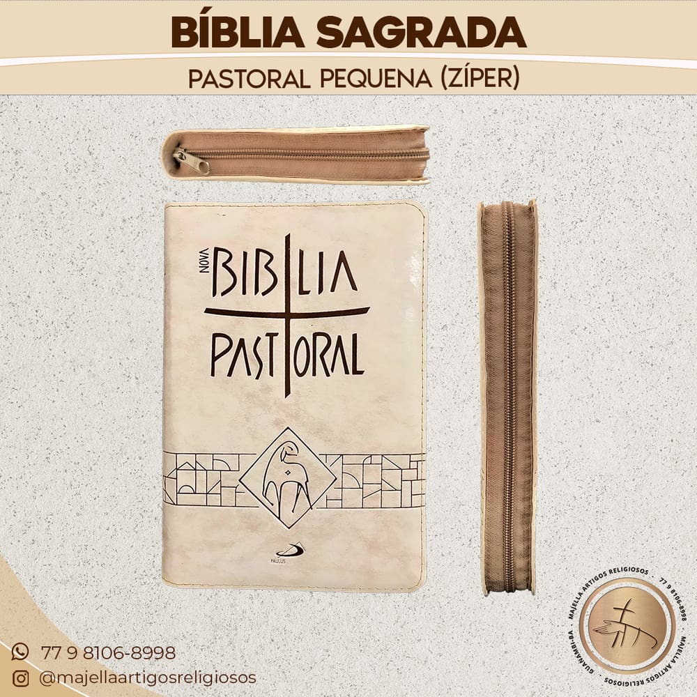 Bíblia Sagrada Pastoral Creme (bolso) Pequena Zíper Paulus