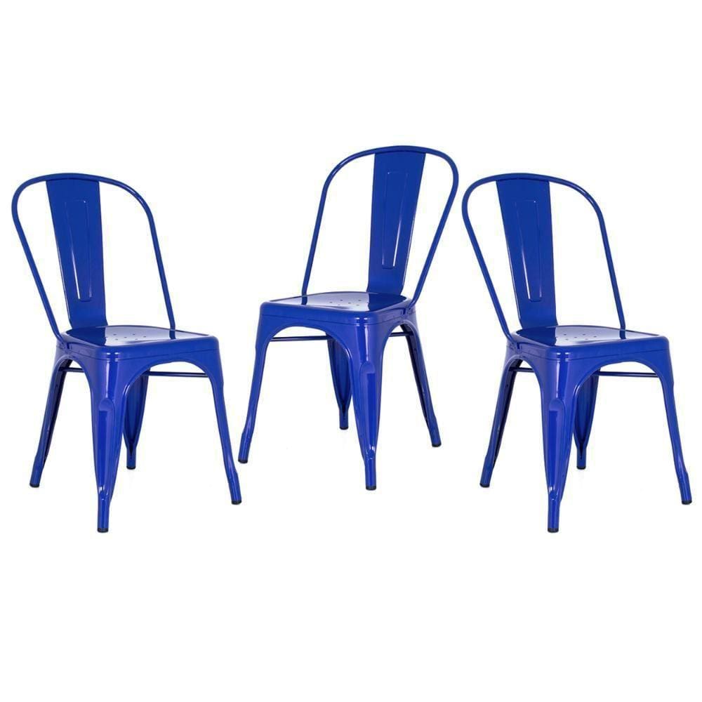 Kit 3 Cadeiras Azul-escuro