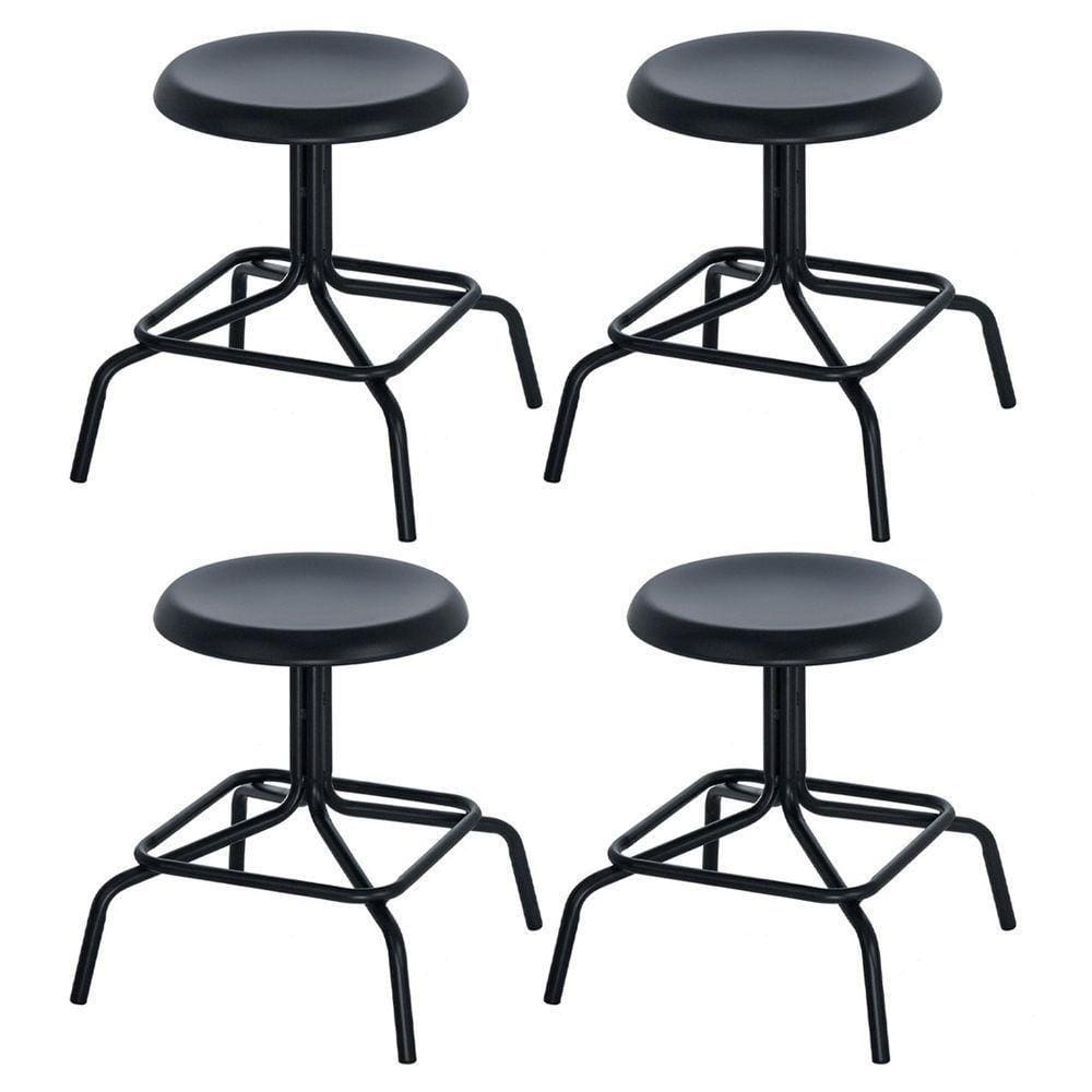 Kit 4 Bancos Baixos Cozinha Industrial Loft Aço 45 Cm Bolt Preto
