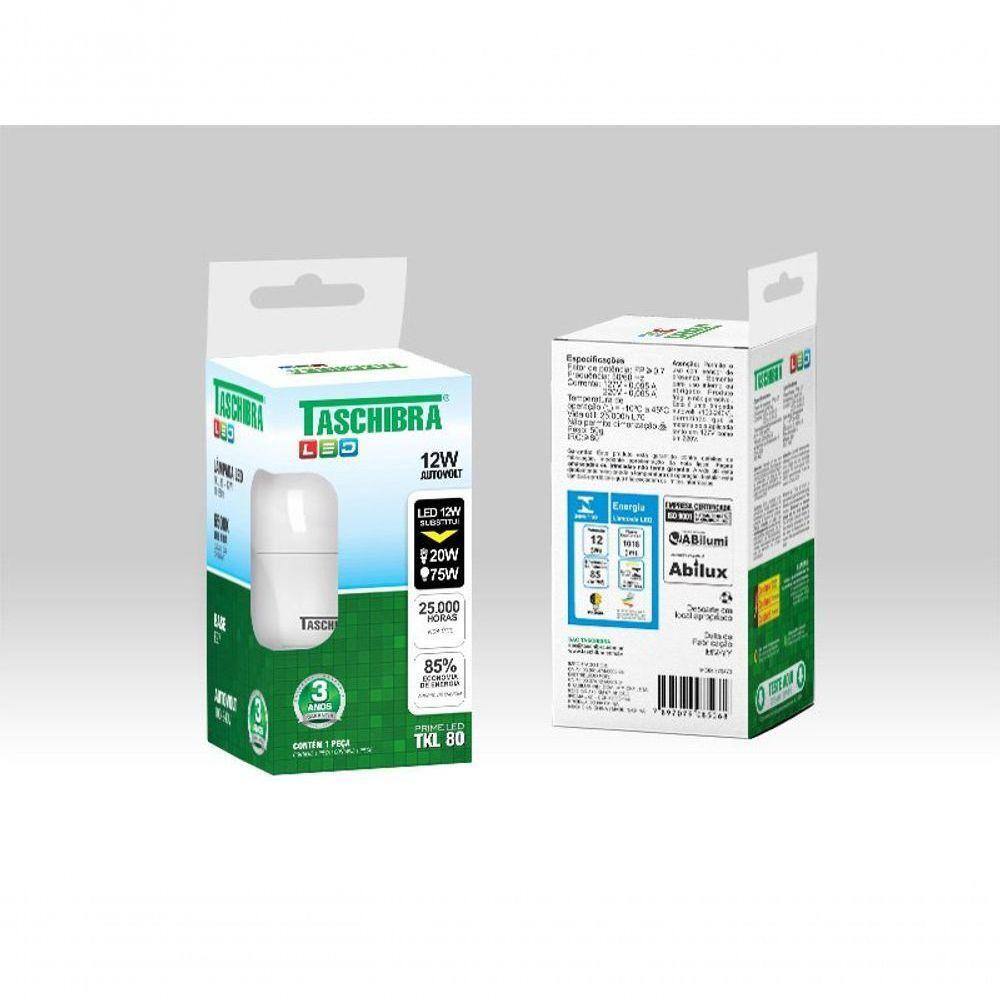 Lâmpada Led Bulbo 12w 6500k E27 Bivolt Taschibra