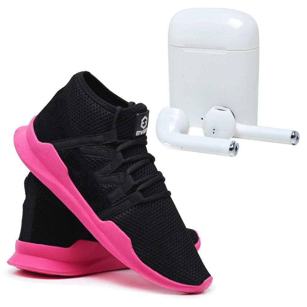 Tênis Masculino Feminino Esportivo Cano Médio + Fone Bluetooth