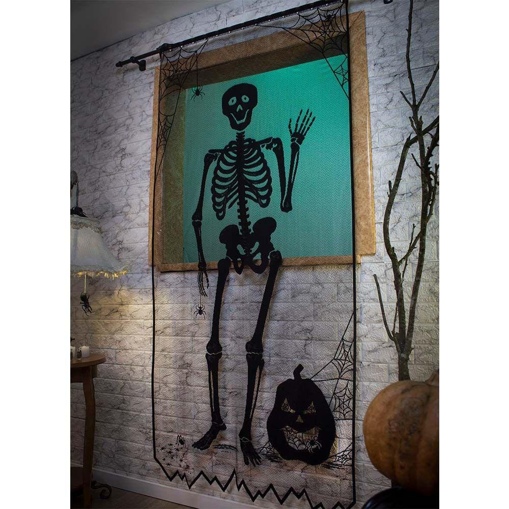 Painel Halloween Ossos Preto 97x213cm
