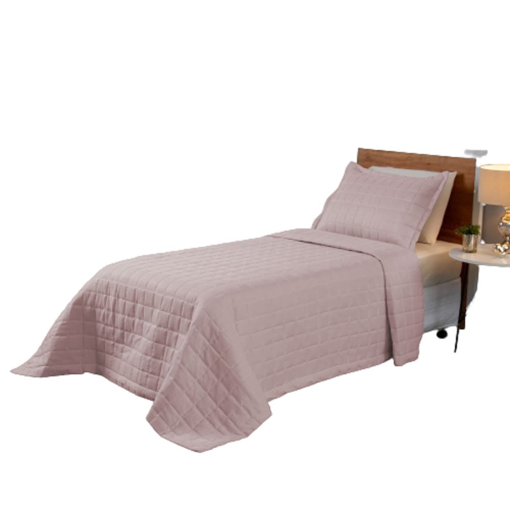 Kit Colcha Cobre Leito Soft Solteiro 2 Peças Dupla Face Rosê