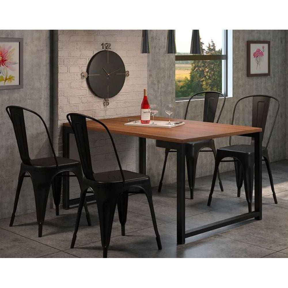 Kit com 4 Cadeira Tolix Iron Aço Carbono Industrial - Preto
