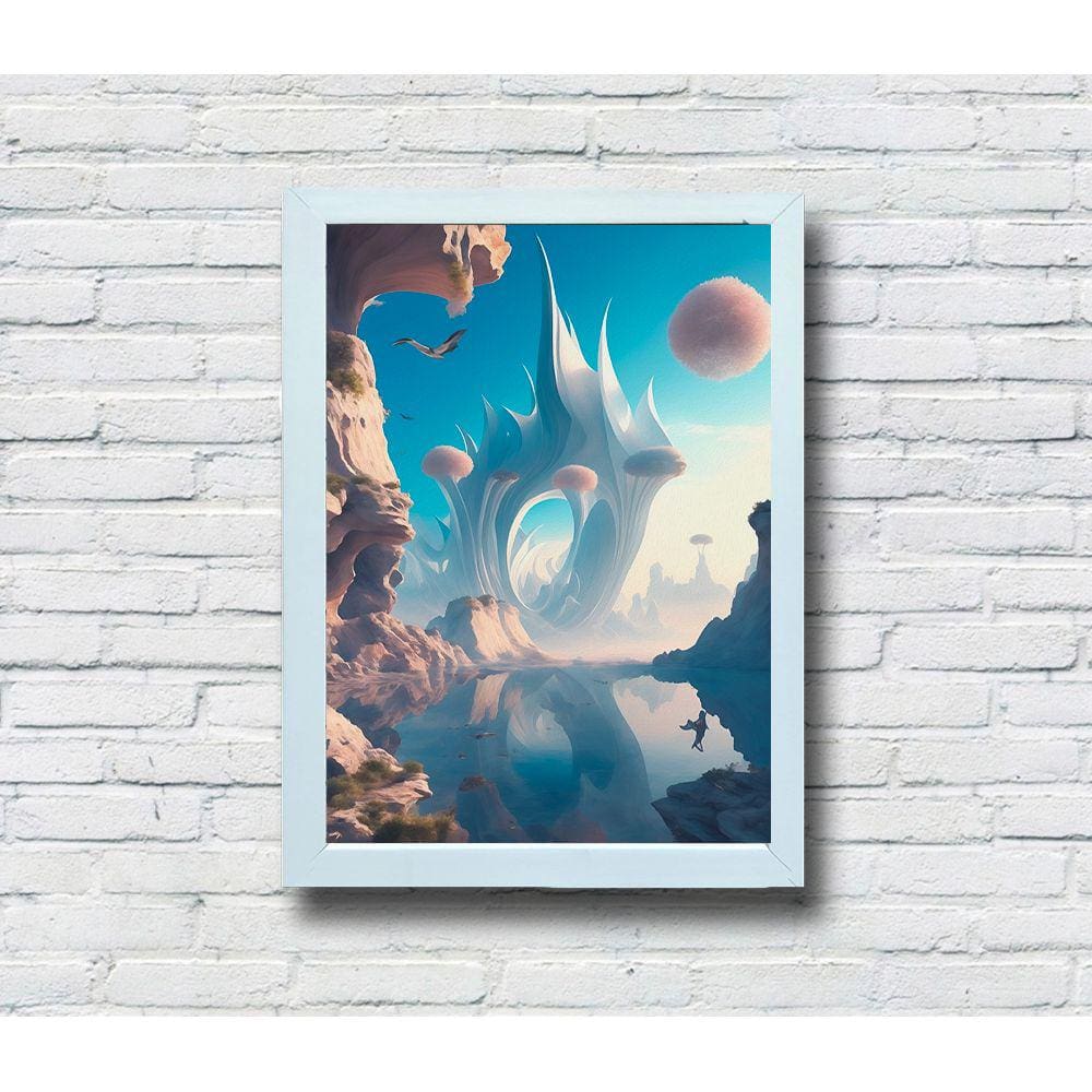 Quadro Decorativo MDF 20x28 Moldura Branca Outro mundo