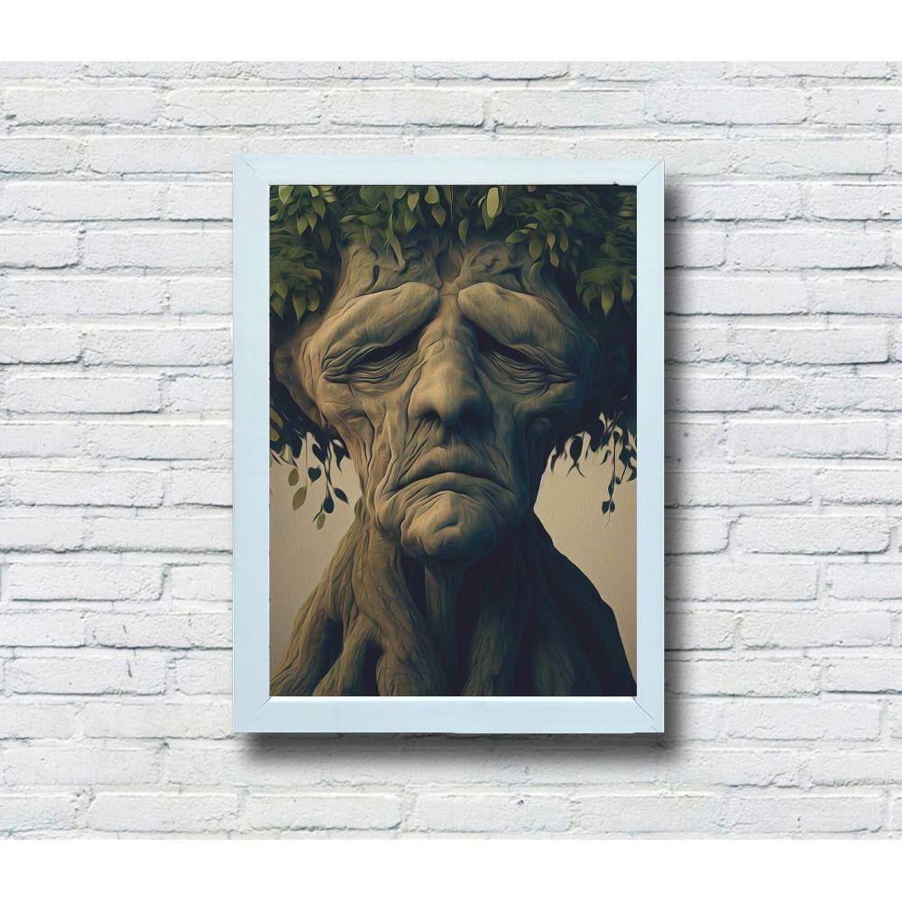 Quadro Decorativo MDF 20x28 Moldura Branca Sad Tree