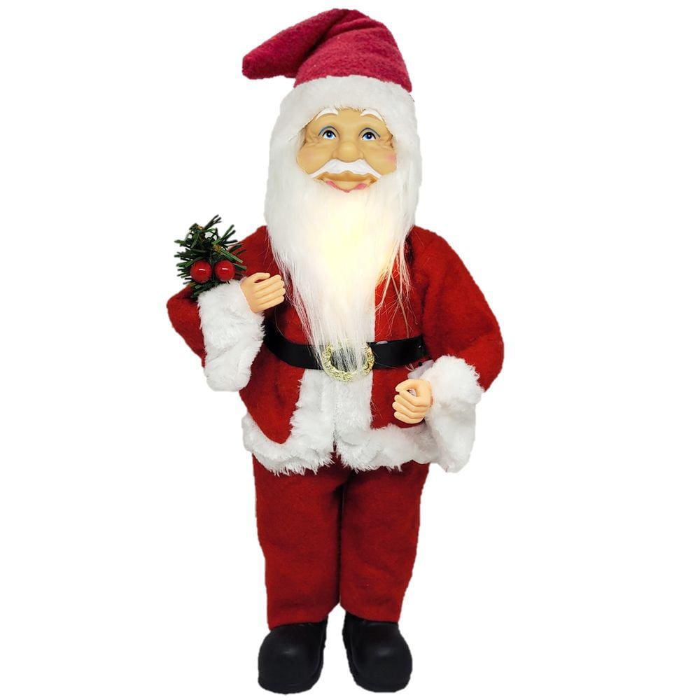 Papai Noel Luxo Barba Iluminada Led 40cm Vermelho Premium - Magizi