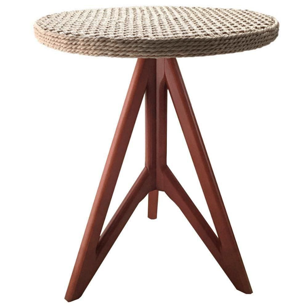 Mesa De Apoio Gávia Ozki 62 Cm Madeira Eucalipto Amêndoa Corda Plana Rami