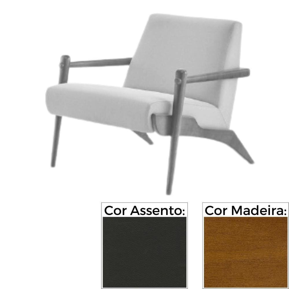 Poltrona Mh-3794 Herval Madeira Amêndoa Assento Estofado Marron Café G3
