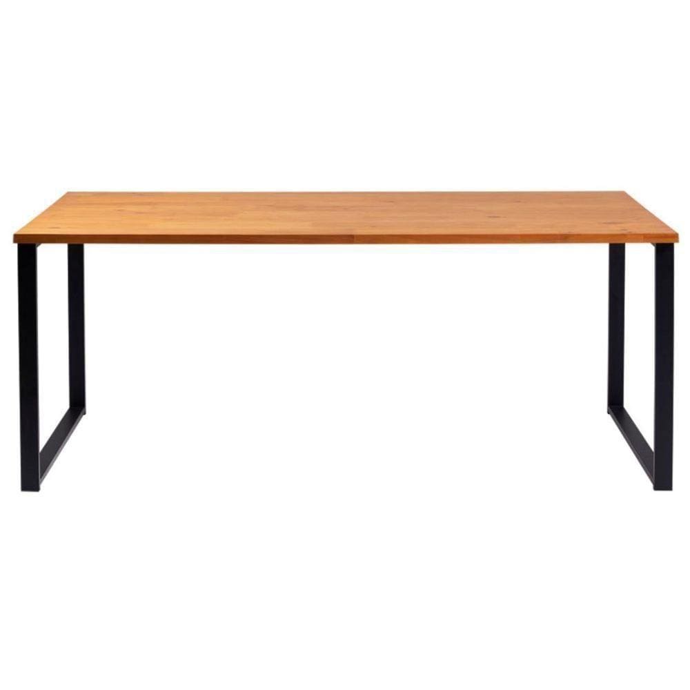 Mesa De Jantar Retangular Boston Industrial Daf Móveis 180 X 90 Cm Madeira Maciça Mel Base Aço Preto