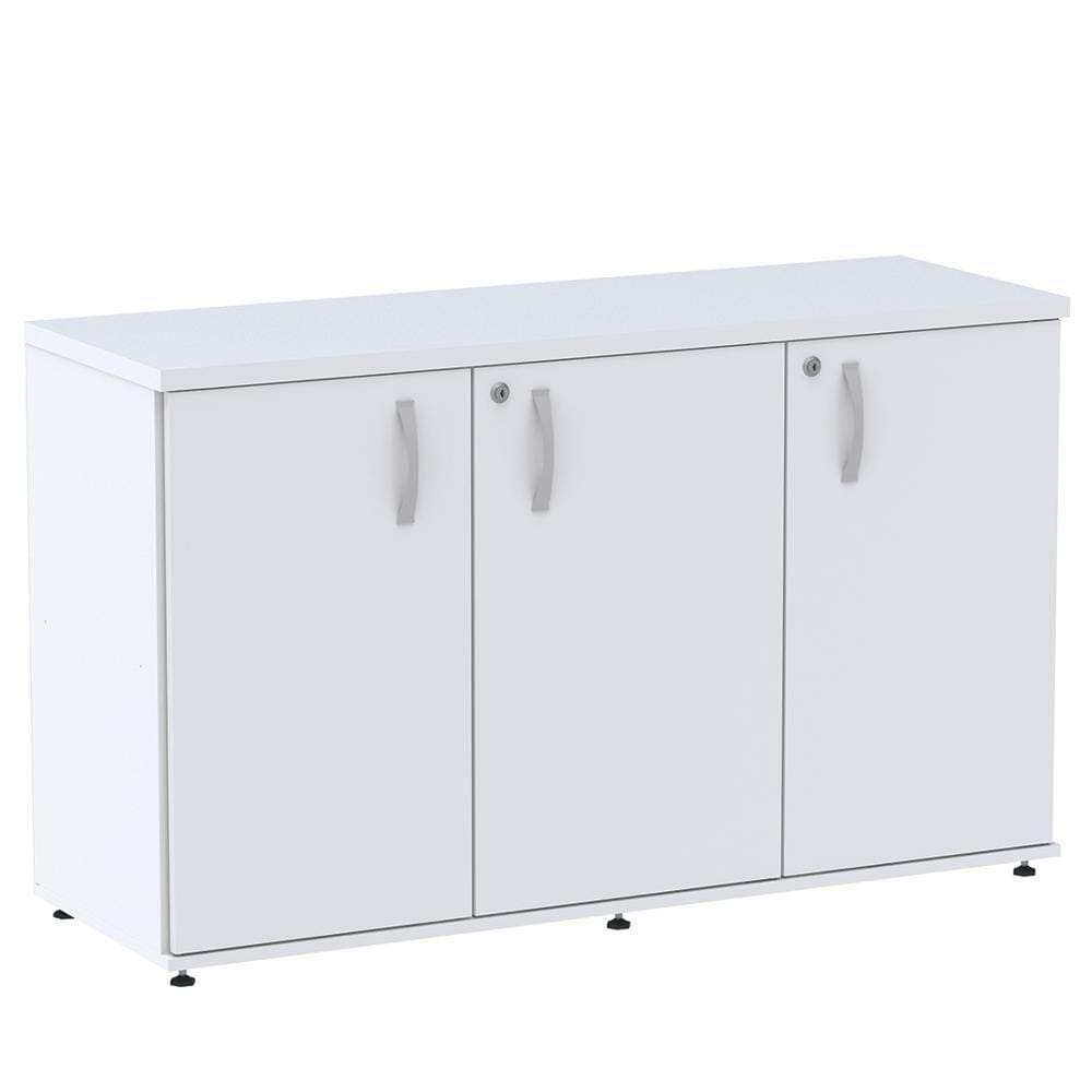 Armário Baixo Credenza Pe25 Pandin 121,50 Cm (Largura) Em Mdp Liso Branco Com Três Portas