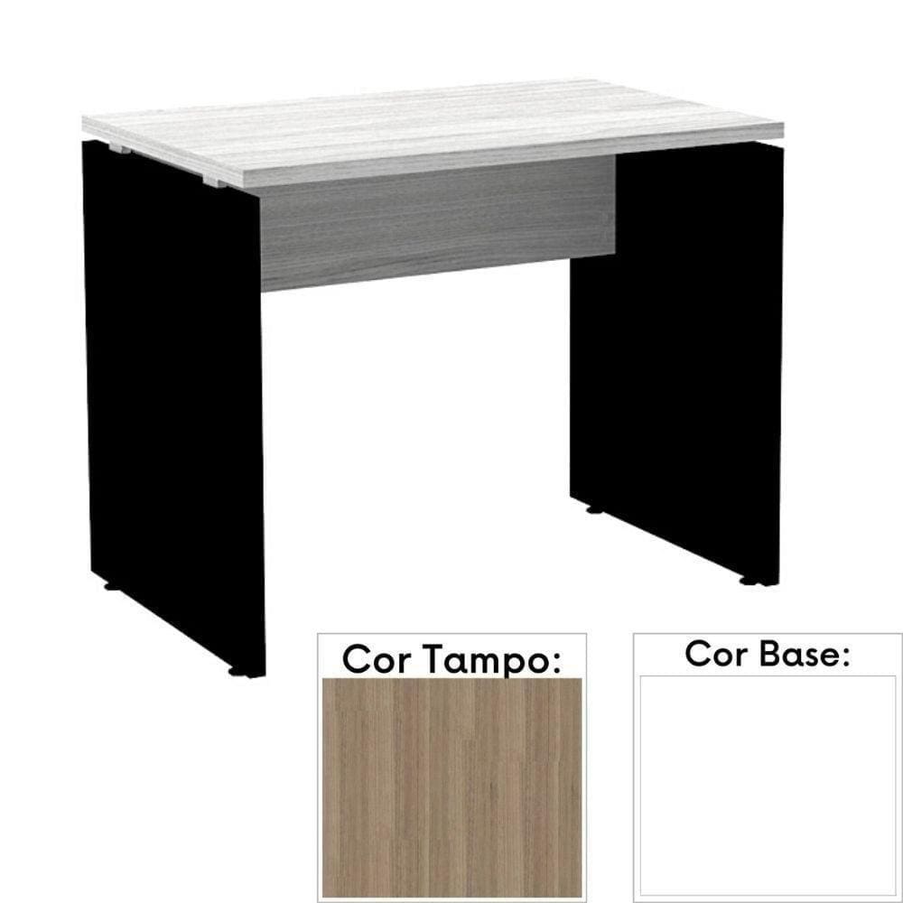 Mesa De Escritório Pé Painel Pe25 Em Mdp 150 X 60 Cm Cor Noce Naturalle E Base Branca