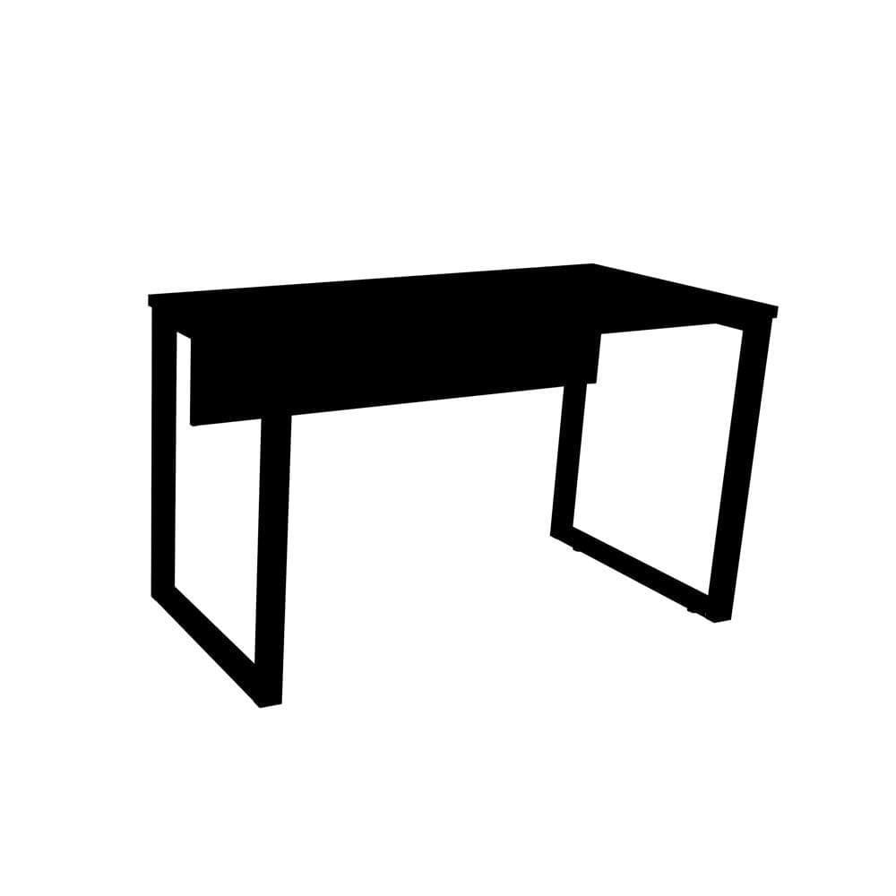 Mesa De Escritório Pé Tubular Pe25 Em Mdp 170 X 70 Cm Preta Com Base Preta