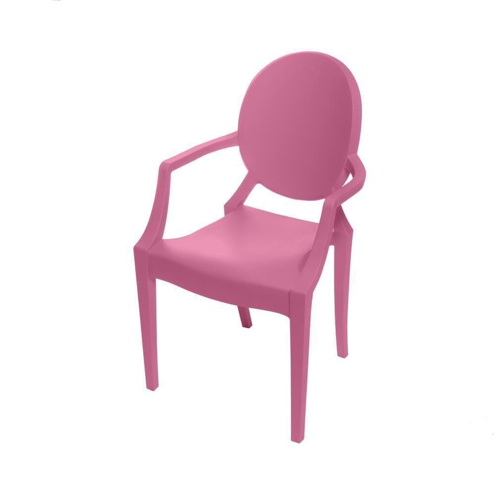 Cadeira Infantil Com Braço Invisible Louis Ghost Rosa Polipropileno