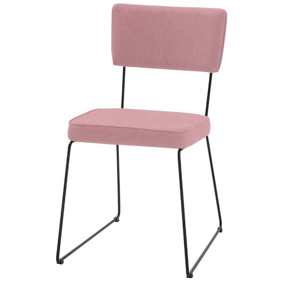 Cadeira Roma Daf Móveis Em Assento E Encosto Em Mdf Com Espuma D28 Linho Coral Base Aço Preto