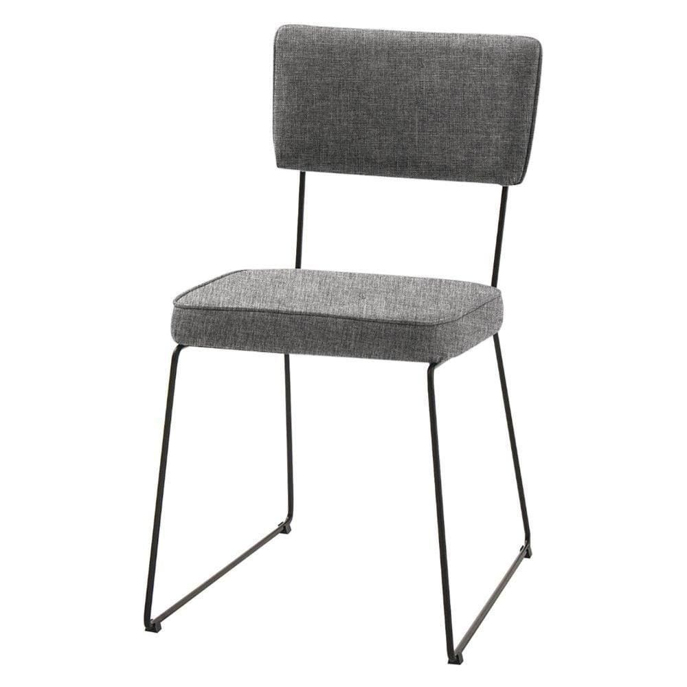 Cadeira Roma Daf Móveis Em Assento E Encosto Em Mdf Com Espuma D28 Linho Cinza Base Aço Preto