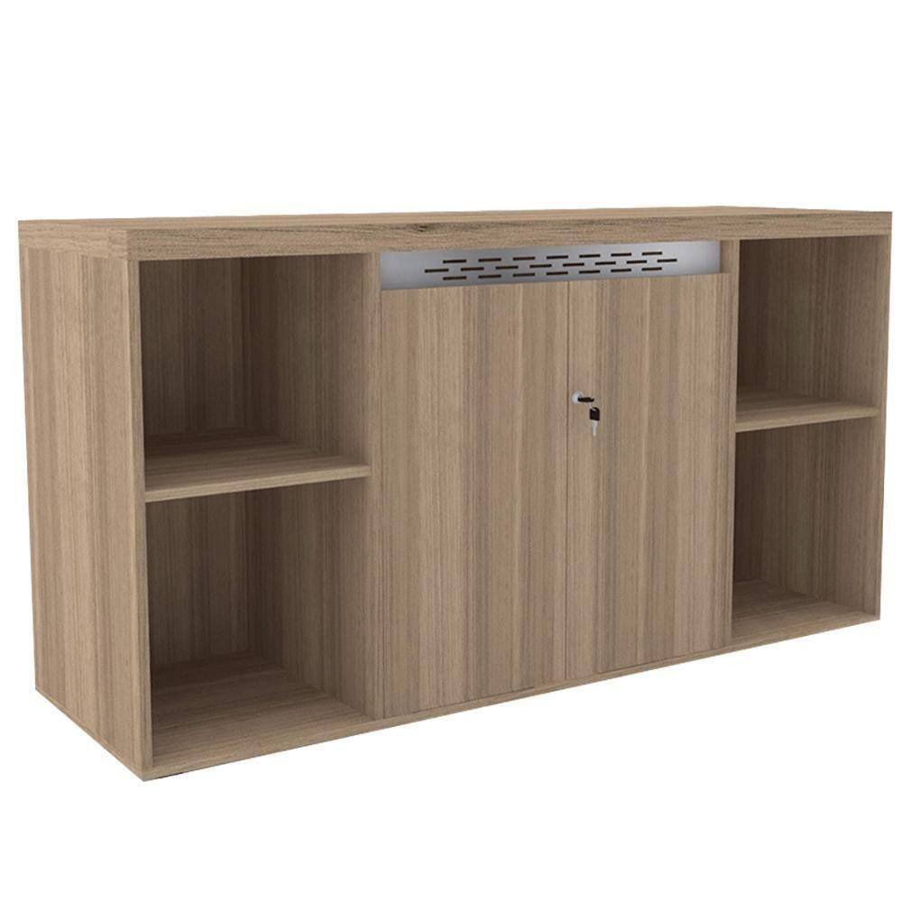 Armário Baixo Credenza Pe50 Pandin 140 Cm Em Mdp Noce Naturalle Com Quatro Nichos E Duas Portas