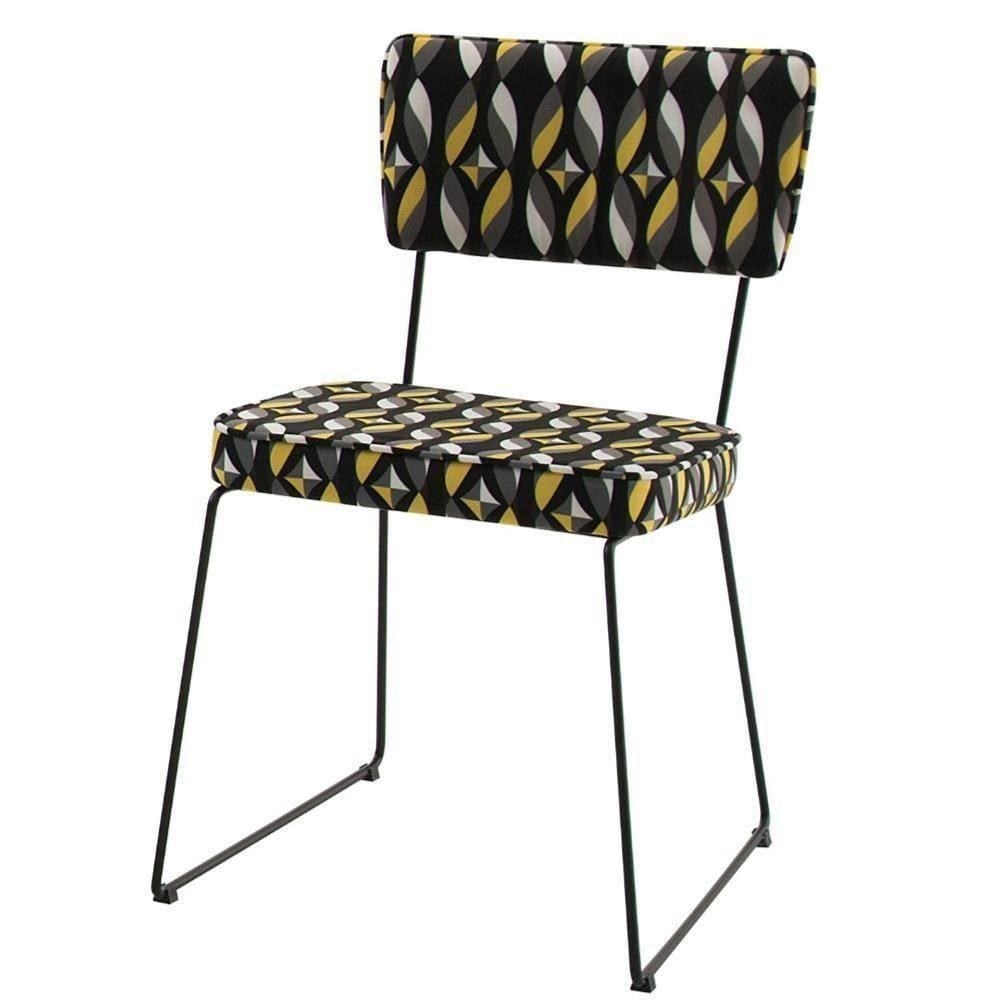 Cadeira Roma Daf Móveis Assento E Encosto Em Mdf Com Espuma D28 Suede Colorido Preto Base Aço Preto