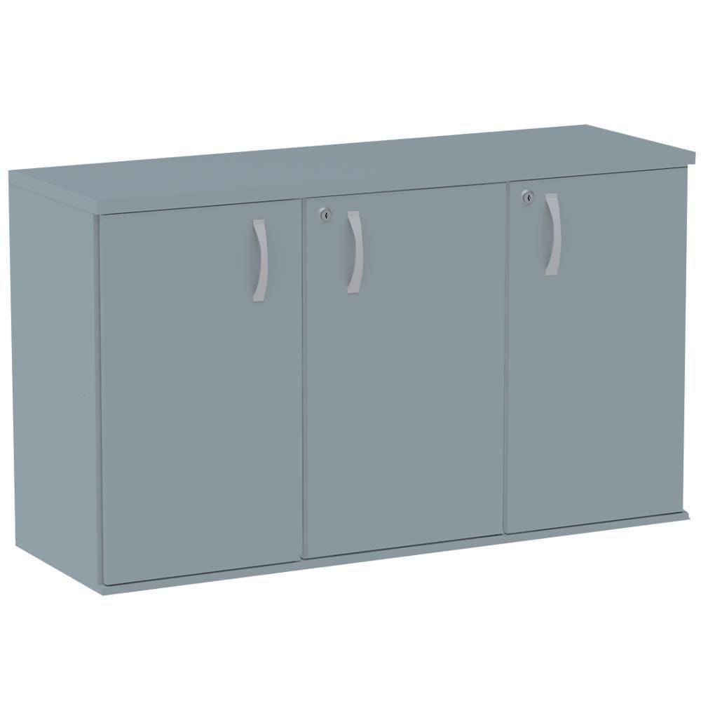 Armário Baixo Credenza Pe25 Pandin 121,50 Cm (Largura) Em Mdp Liso Cinza Com Três Portas