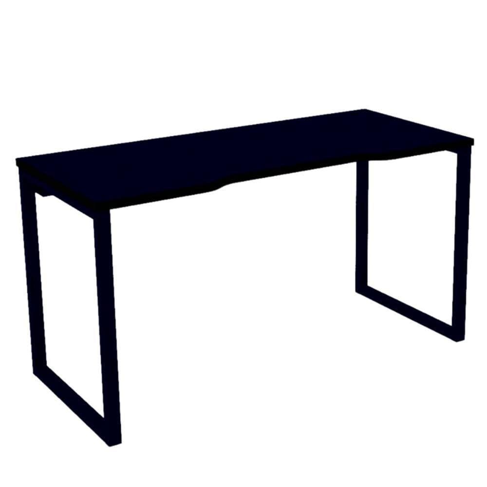 Mesa Gamer Retangular Home Office 134 X 60 Cm Pé Tubular Preto Com Borda Preta