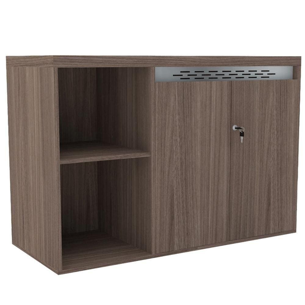 Armário Baixo Credenza Pe50 Pandin 104,60 Cm (Largura) Em Mdp Walnut Com Dois Nichos E Duas Portas